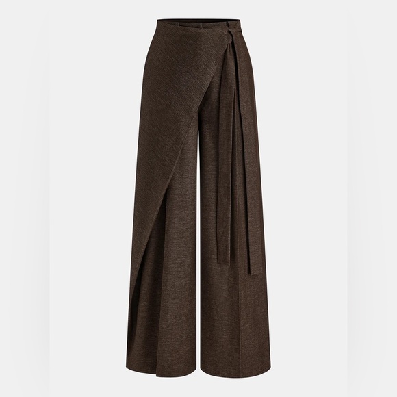 Commense Pants - Commense Asymmetric Wrap Wide-Leg Pants